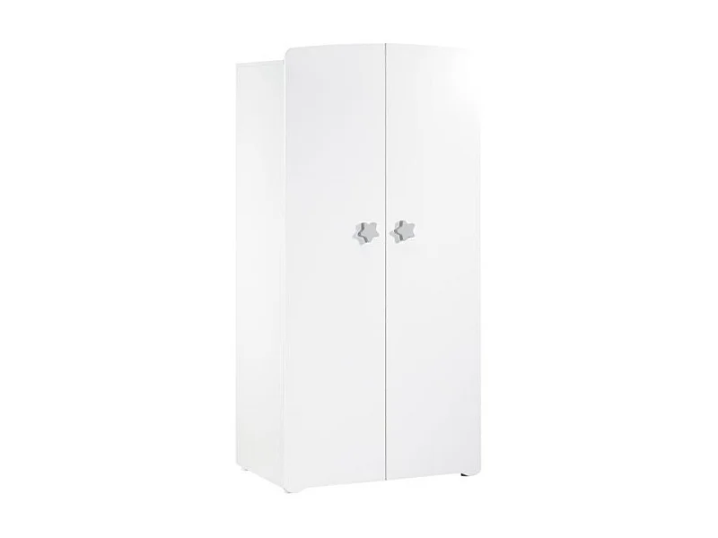 BABY PRICE Armoire chambre bebe 2 portes - Boutons etoile gris - New Basic