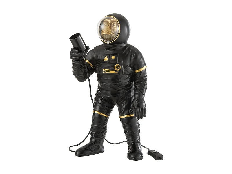 Lampe à Poser "Singe Astronaute" 47cm Noir & Or