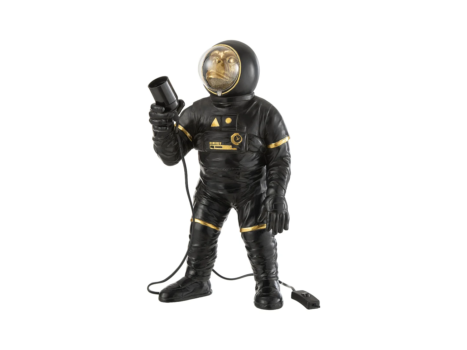 Lampe à Poser "Singe Astronaute" 47cm Noir & Or