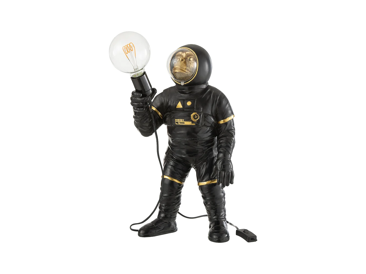 Lampe à Poser "Singe Astronaute" 47cm Noir & Or
