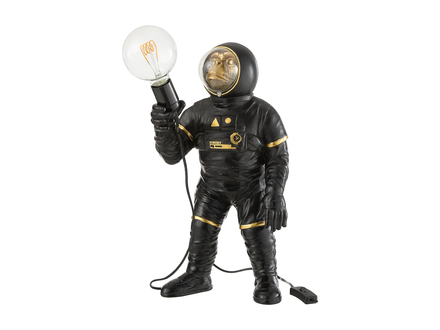 Lampe à Poser "Singe Astronaute" 47cm Noir & Or