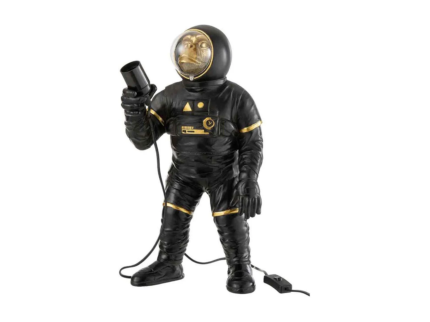 Lampe à Poser "Singe Astronaute" 47cm Noir & Or