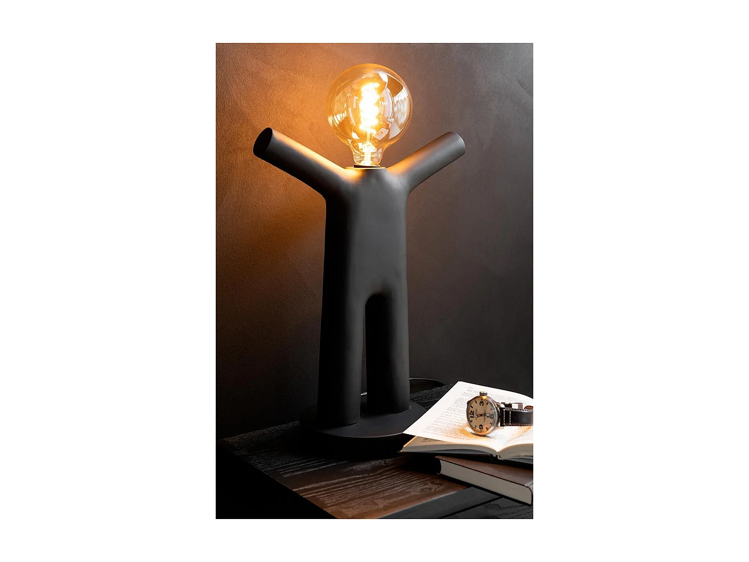 Lampe à Poser Déco "P'tit Maurice" 44cm Noir
