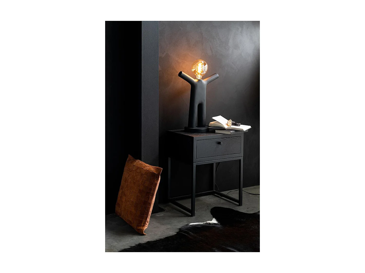 Lampe à Poser Déco "P'tit Maurice" 44cm Noir