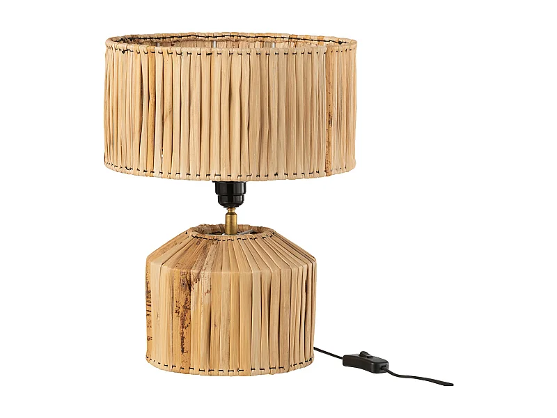 Lámpara de mesa de hoja de plátano en madera natural de 35x35x31 cm