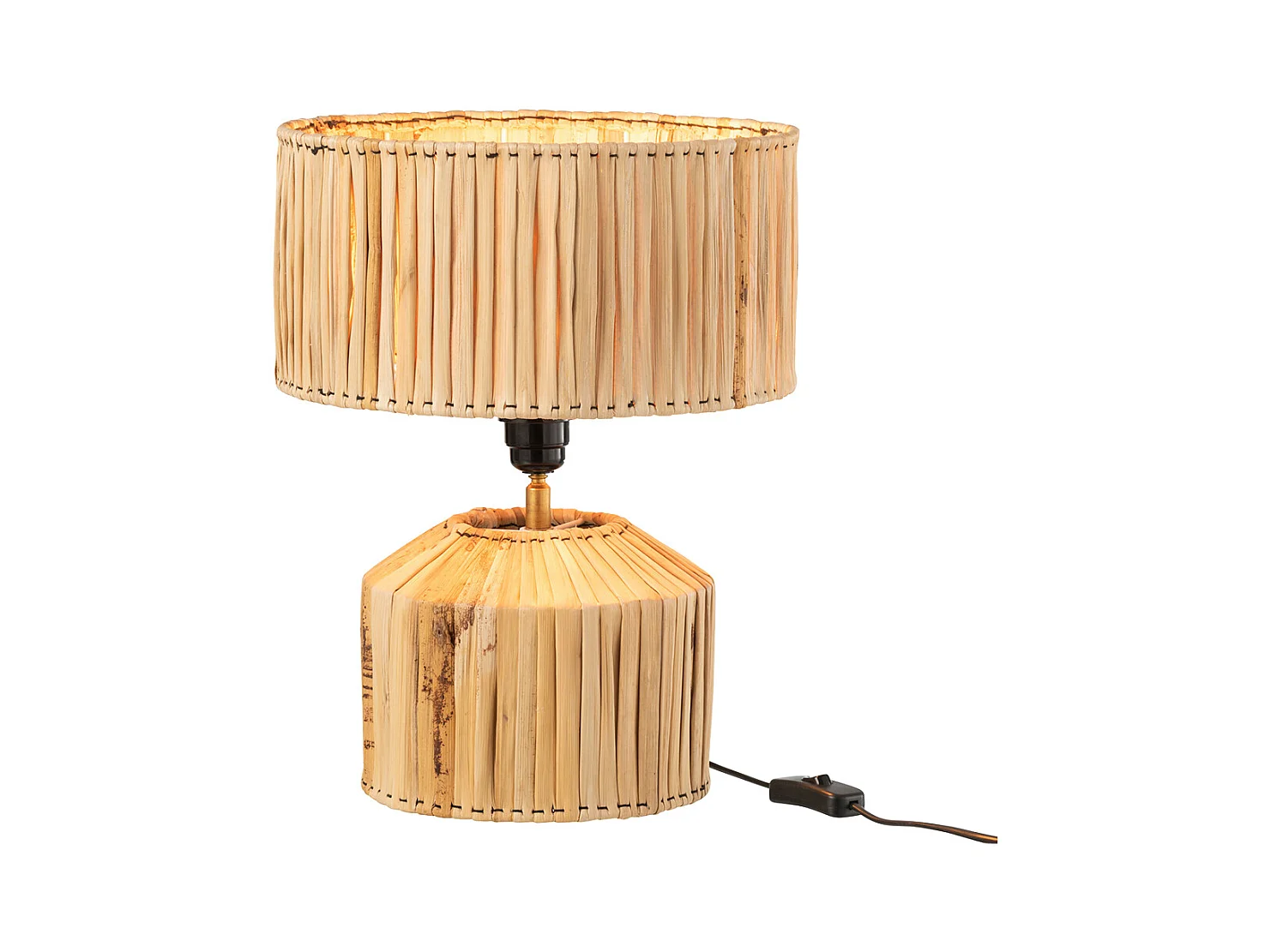 Lámpara de mesa de hoja de plátano en madera natural de 35x35x31 cm