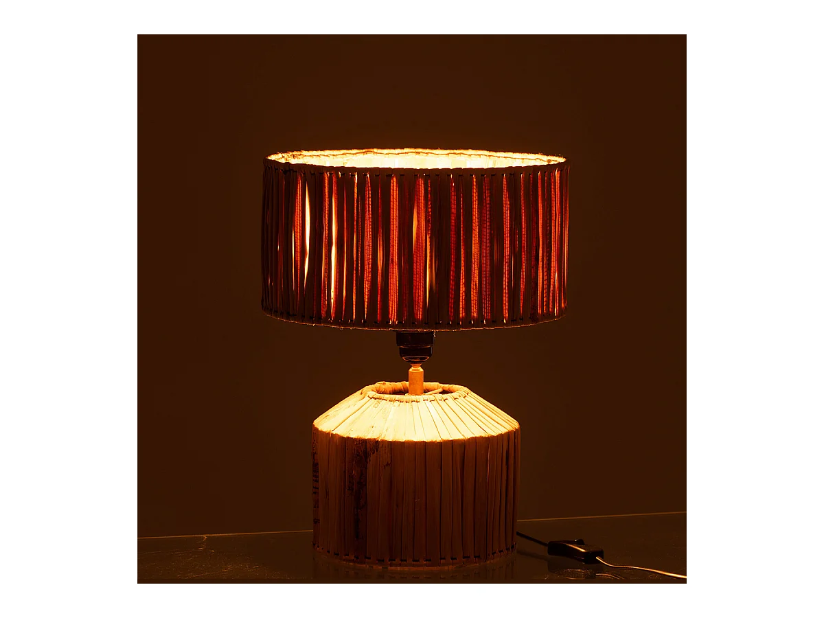 Lámpara de mesa de hoja de plátano en madera natural de 35x35x31 cm