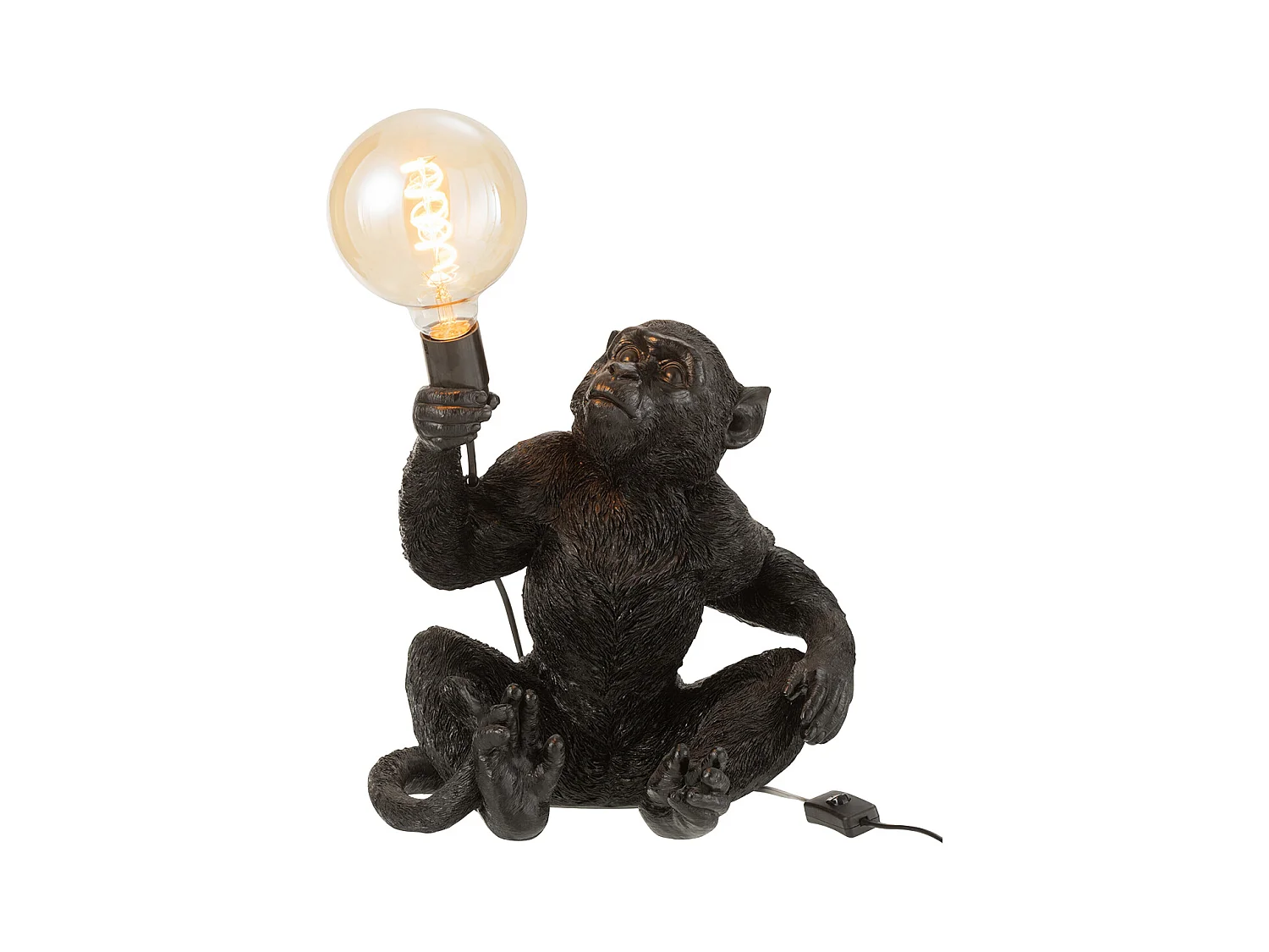 Lámpara de mono para colocar en resina negra de 32x28x33 cm