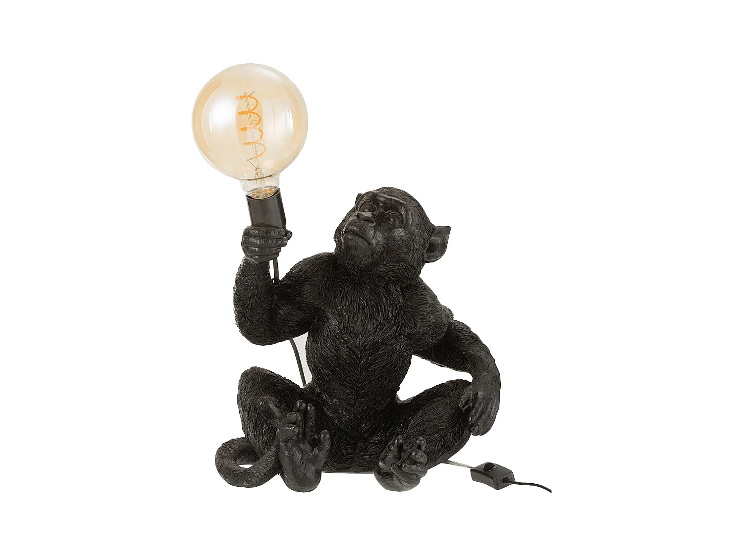 Lámpara de mono para colocar en resina negra de 32x28x33 cm