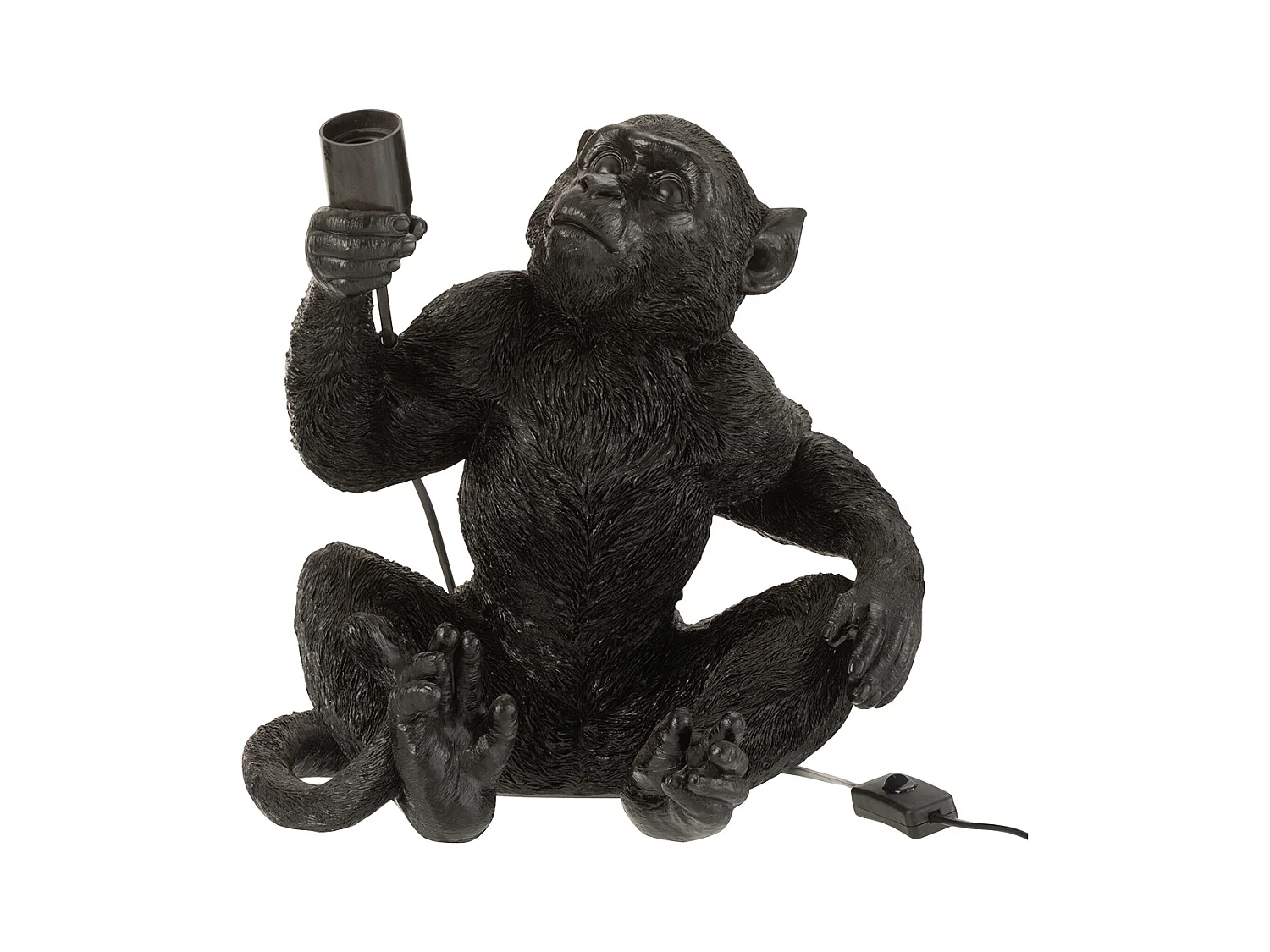 Lampe à Poser Déco "Singe Assis" 37cm Noir