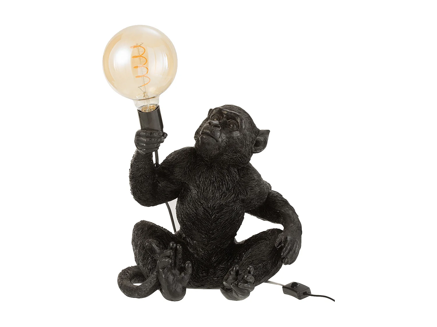 Lámpara de mono para colocar en resina negra de 32x28x33 cm