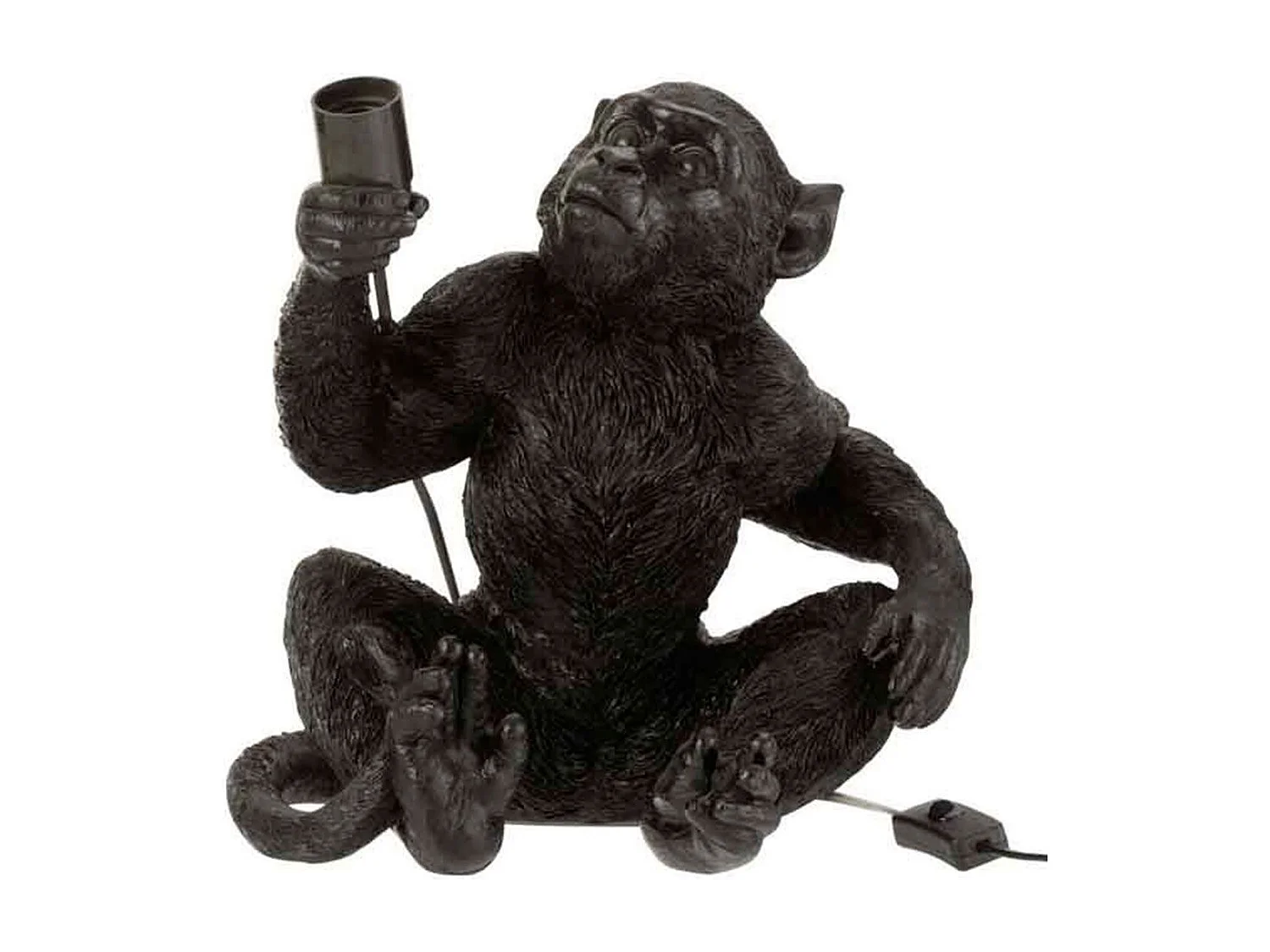 Lampe à Poser Déco "Singe Assis" 37cm Noir