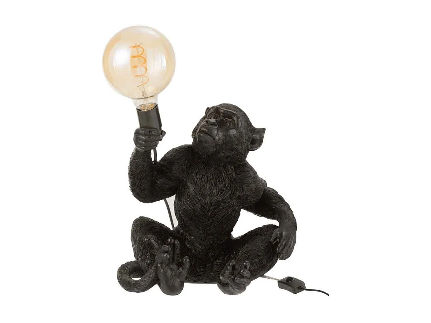 Lampe à Poser Déco "Singe Assis" 37cm Noir