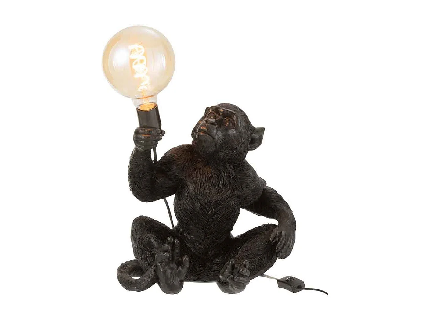 Lampe à Poser Déco "Singe Assis" 37cm Noir