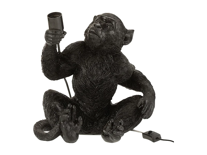 Lampe à Poser Déco "Singe Assis" 37cm Noir