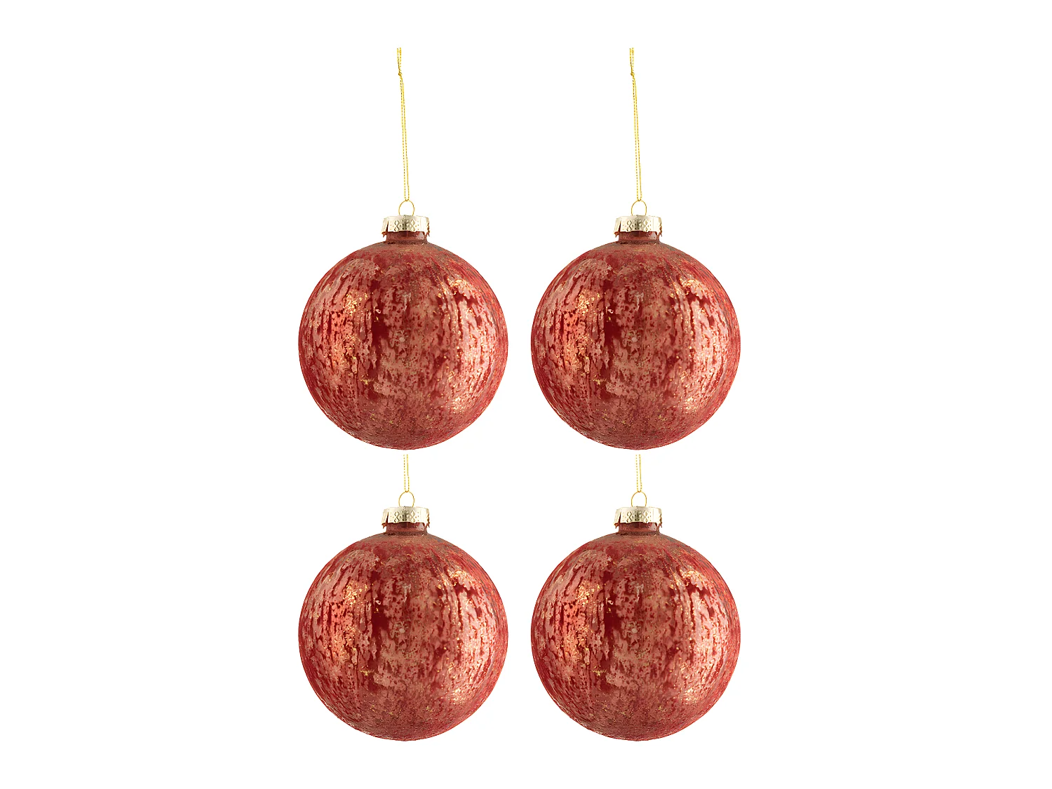 Scatola di 4 palline di Natale in vetro Bordeaux 12x12x12 cm