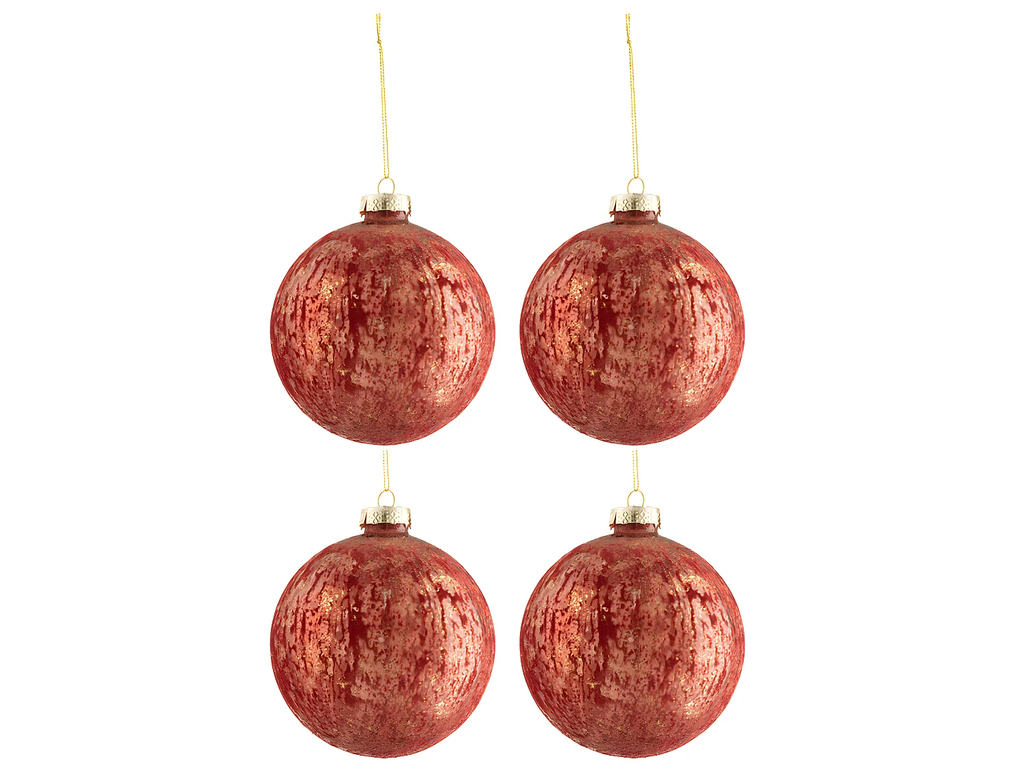 Lot de 4 Boules de Noël "Velours Antique" 12cm Bordeaux