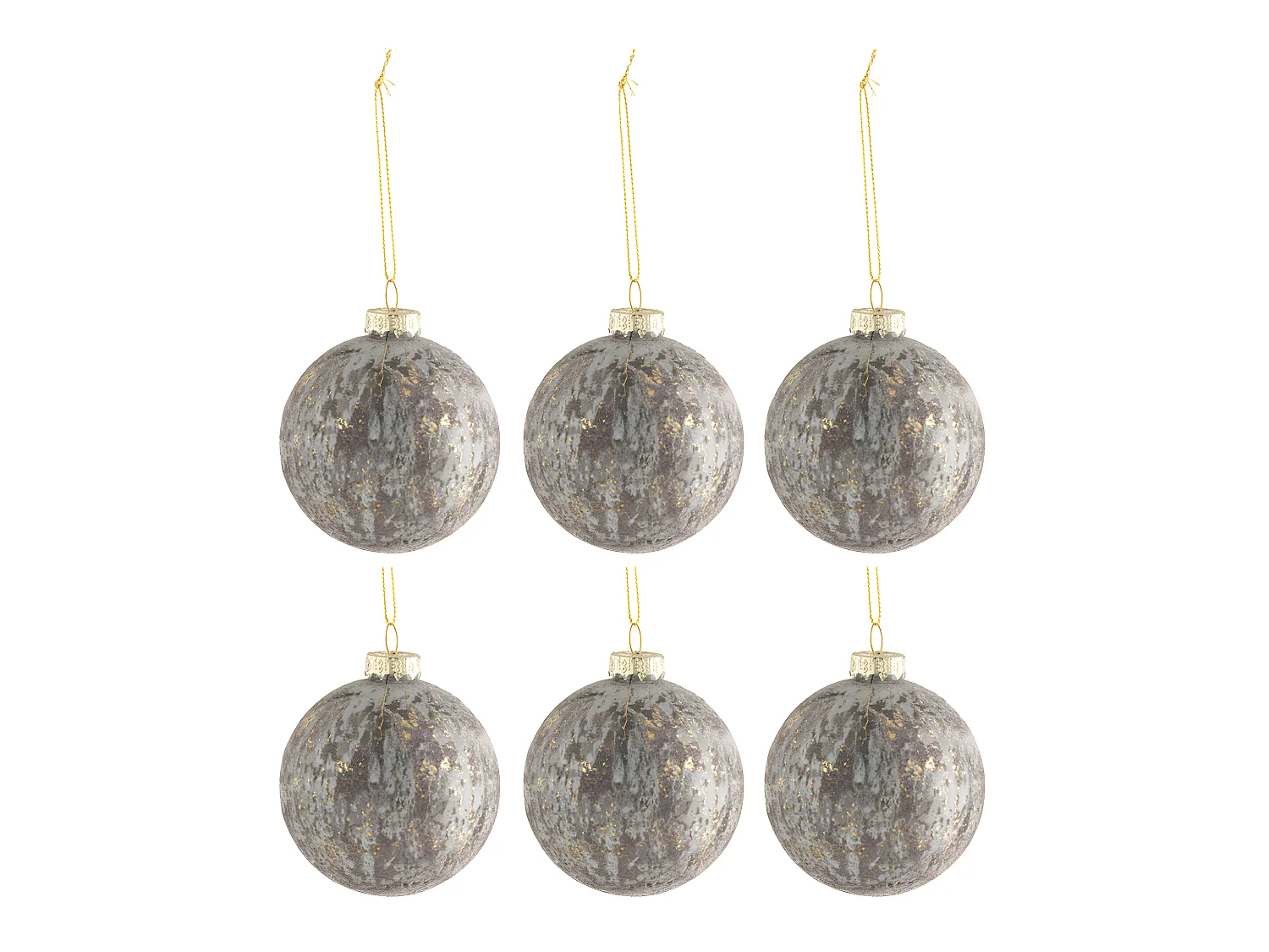 Caja de 6 bolas de Navidad de vidrio gris 8x8x8 cm