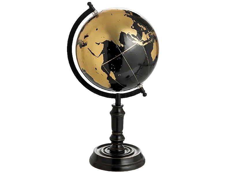 Globe sur Pied Déco "Bicolore" 41cm Noir & Or