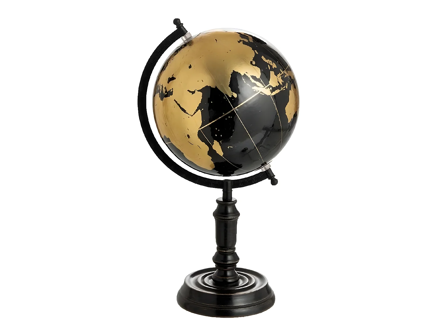 Globe sur Pied Déco "Bicolore" 41cm Noir & Or