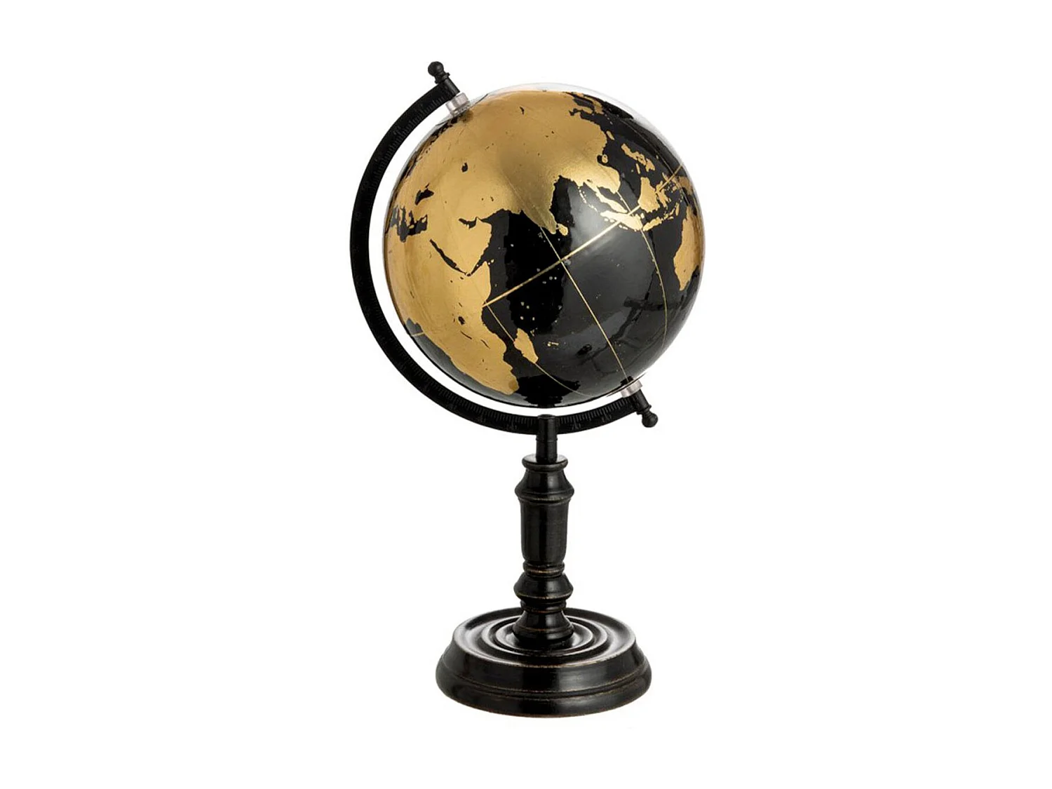 Globe sur Pied Déco "Bicolore" 41cm Noir & Or