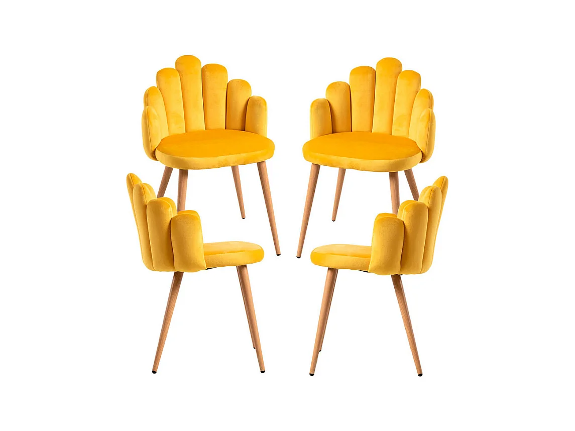 Packs Sillas Comedor - Pack 4 Sillas Hand Terciopelo - Amarillo
