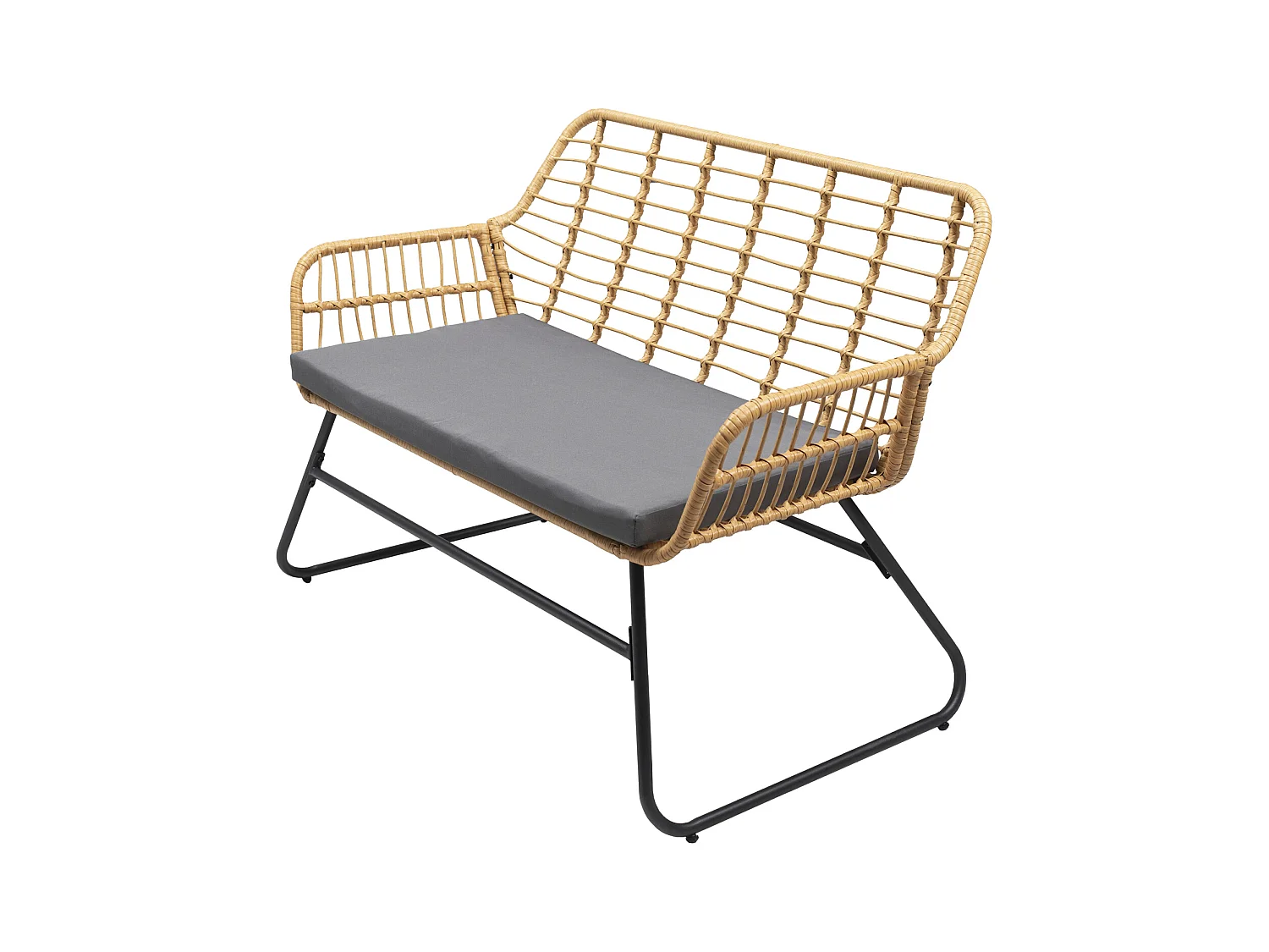 TIGA mobiliário de jardim conjunto em resina tecida 4 assentos - almofadas cinzentas