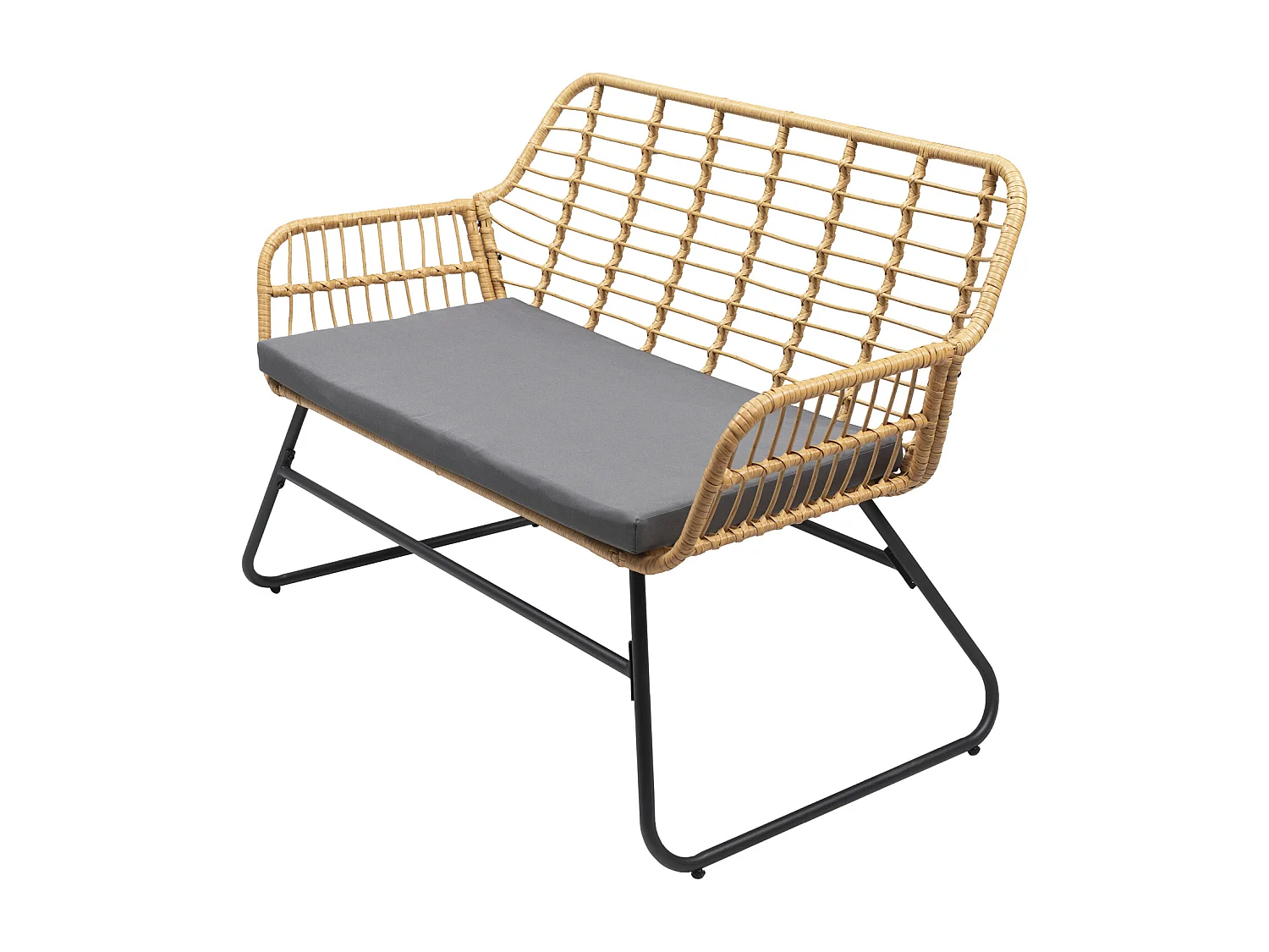 TIGA tuinset in gevlochten kunststof 4 zitplaatsen - grijze kussens