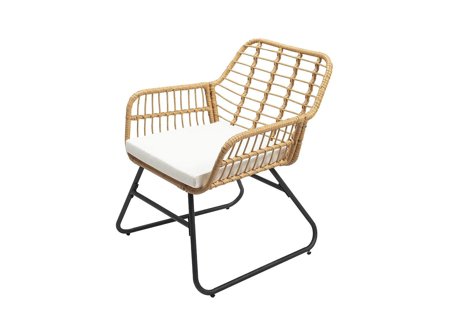 Gartenmöbel TIGA aus geflochtenem Harz, 4 Sitzplätze - cremefarbene Kissen