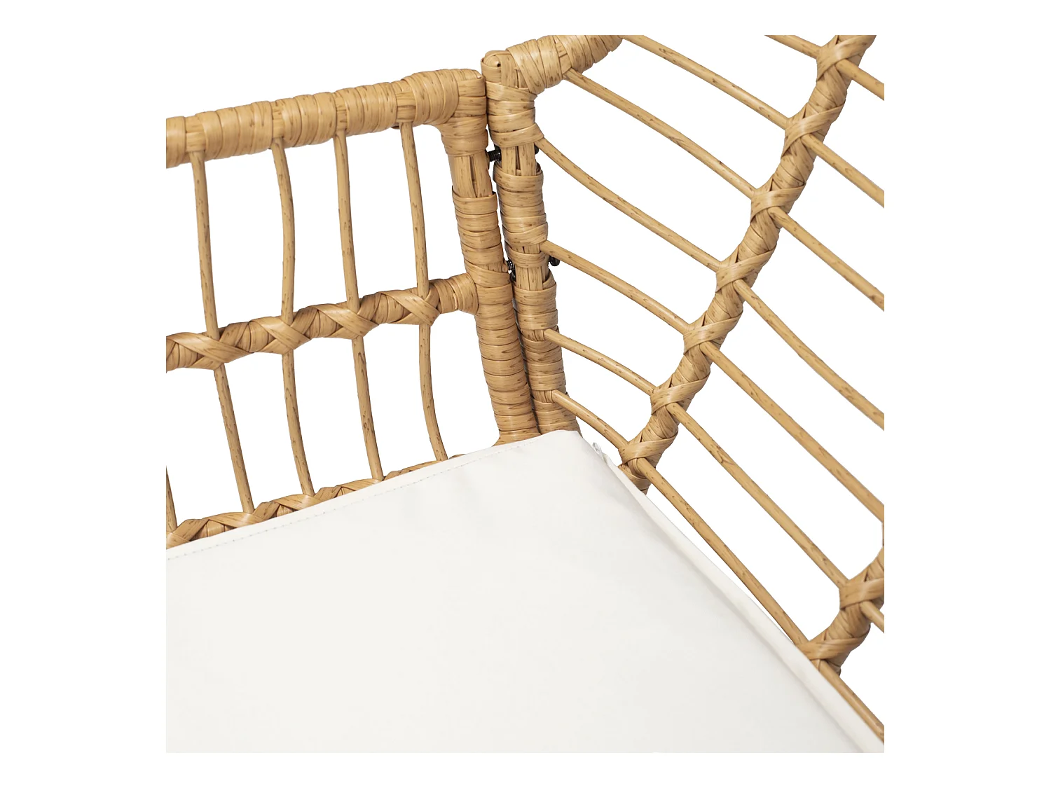 Gartenmöbel TIGA aus geflochtenem Harz, 4 Sitzplätze - cremefarbene Kissen