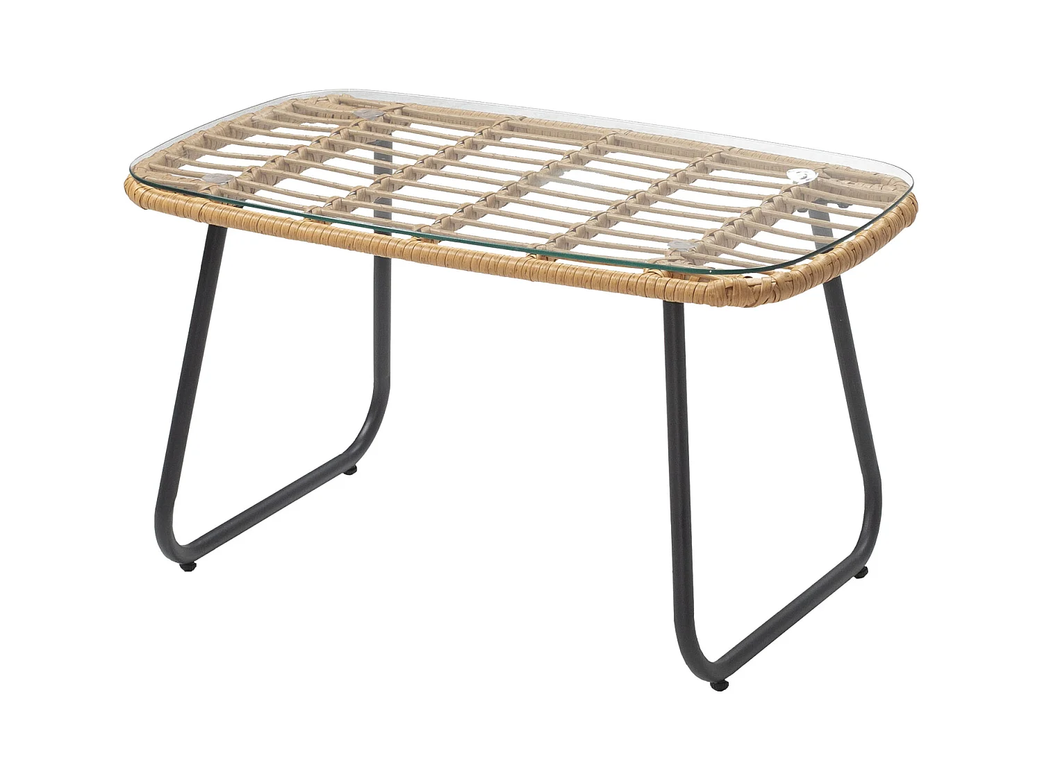 Gartenmöbel TIGA aus geflochtenem Harz, 4 Sitzplätze - cremefarbene Kissen