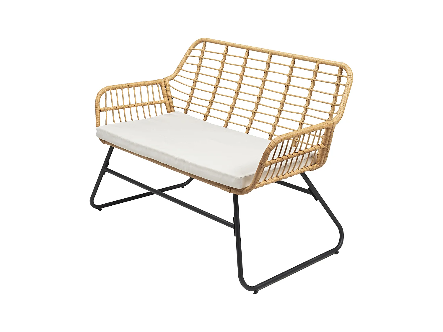 TIGA tuinmeubelset in gevlochten kunststof 4 zits - crèmekleurige kussens