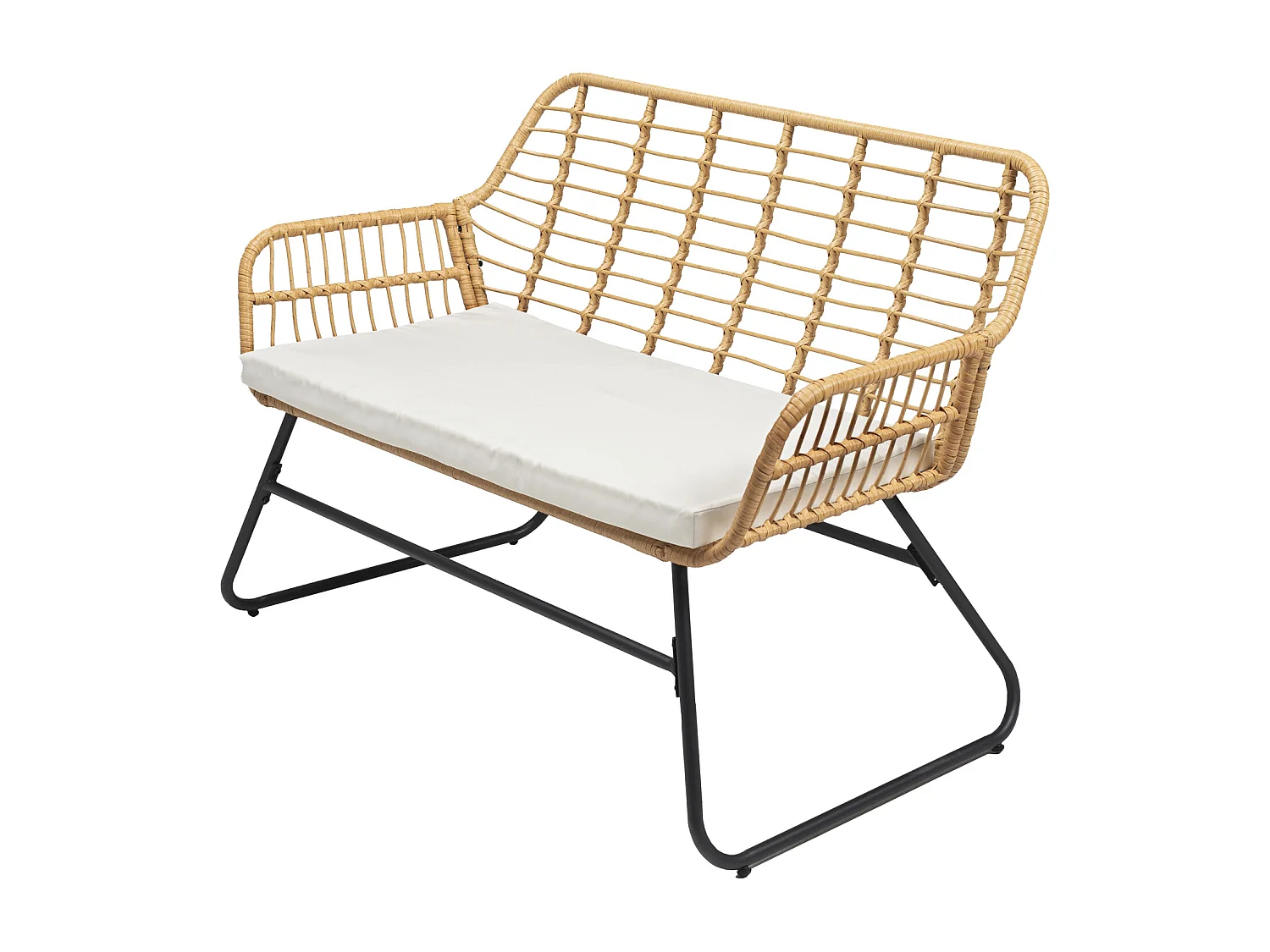 TIGA mobiliário de jardim conjunto em resina tecida 4 lugares - almofadas de creme