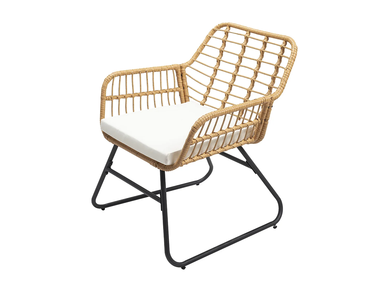 Conjunto de muebles de jardín TIGA de resina tejida 4 plazas cojines crema