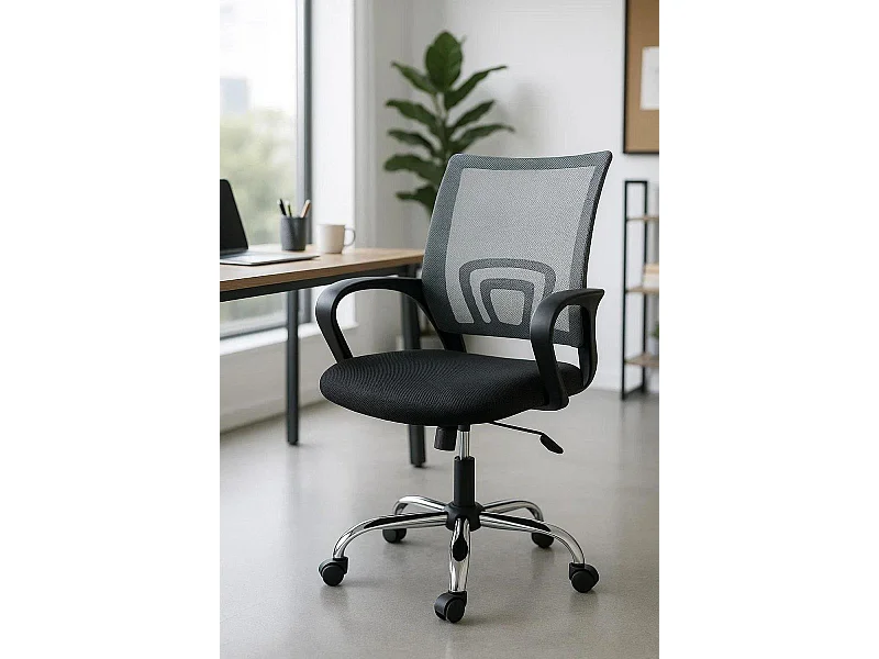 Silla de Oficina Gris y Negra Midi Pro - Máxima Ergonomía - Ideal para Escritorio y Gaming