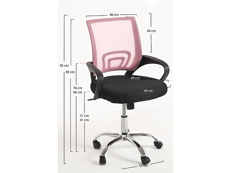 Silla de Oficina Rosa y Negra Midi Pro - Máxima Ergonomía - Ideal para Escritorio y Gaming