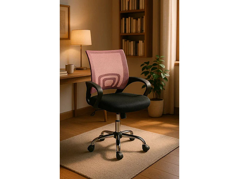 Silla de Oficina Rosa y Negra Midi Pro - Máxima Ergonomía - Ideal para Escritorio y Gaming