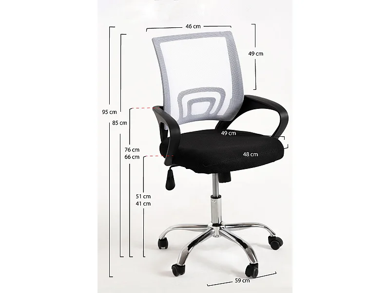 Silla de Oficina Blanca y Negro Midi Pro - Máxima Ergonomía - Ideal para Escritorio y Gaming