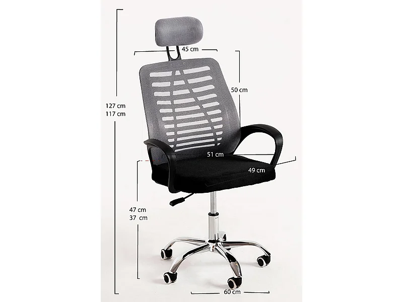 Silla de EscritorioGris Kontor - Máxima Ergonomía - Ideal para Escritorio y Gaming