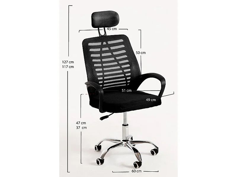 Silla de Oficina Negra Kontor - Máxima Ergonomía - Ideal para Escritorio y Gaming