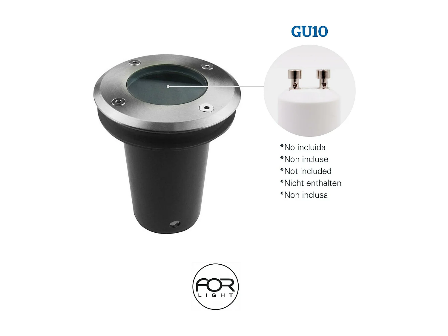 FORLIGHT Spot Encastré De Sol Ip65-Ip67 Ringo Ø110Mm Gu10 8W Acier Inoxydable 525Lm