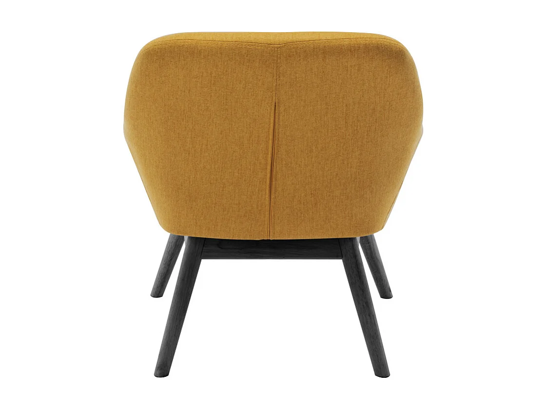 MALMO-Fauteuil lounge en tissu tramé Safran et pieds hévéa teinté noir