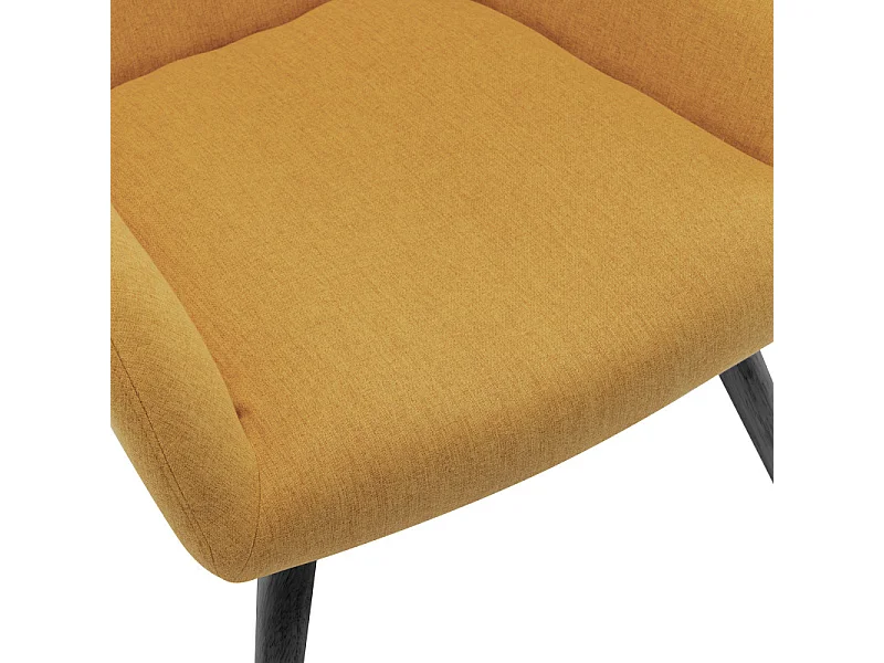 MALMO-Fauteuil lounge en tissu tramé Safran et pieds hévéa teinté noir