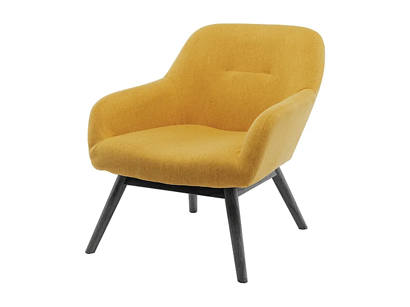 MALMO-Sillón de tela amarilla patas de madera negra