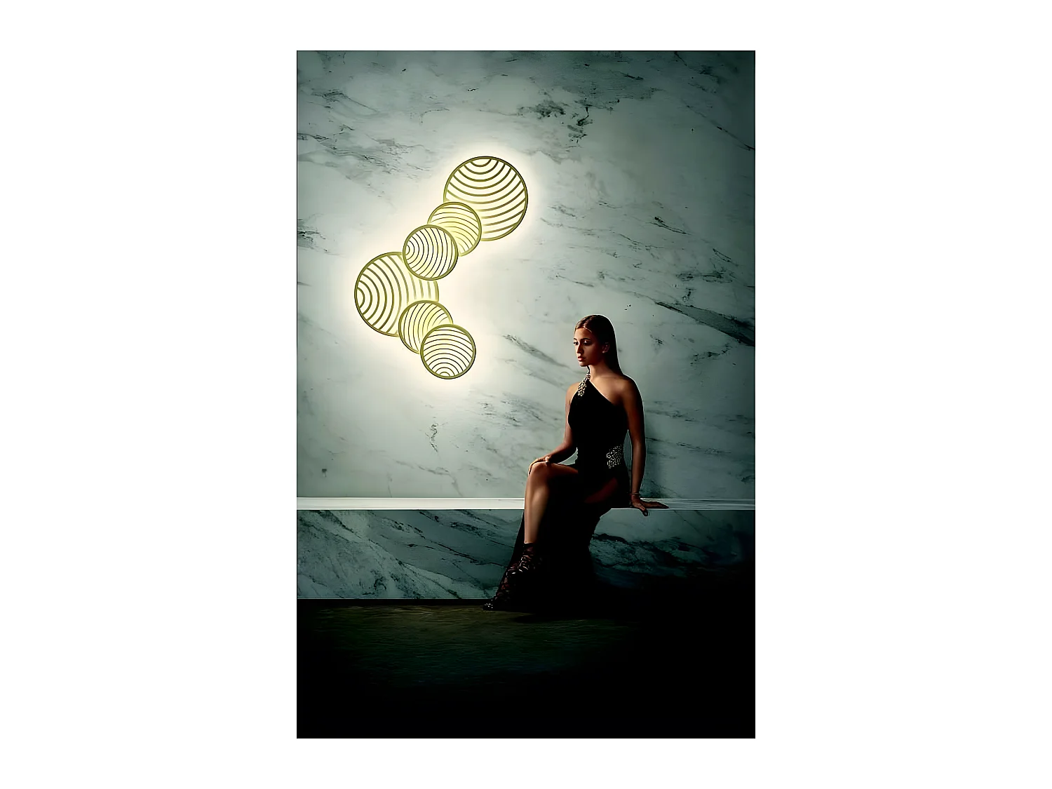 Plafondd LED en aluminium modèle COLLAGE EN or de MANTRA