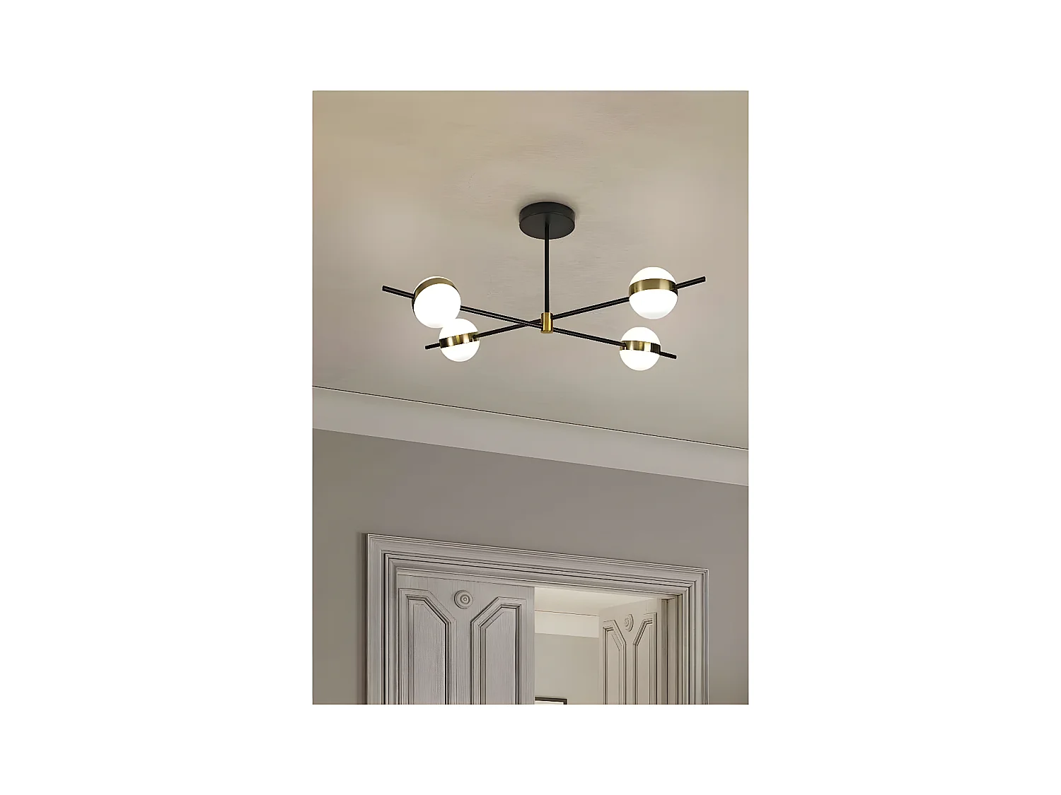 Plafondd décoratif en couleur or cuba modèle 4 lumières Nouveauté MANTRA