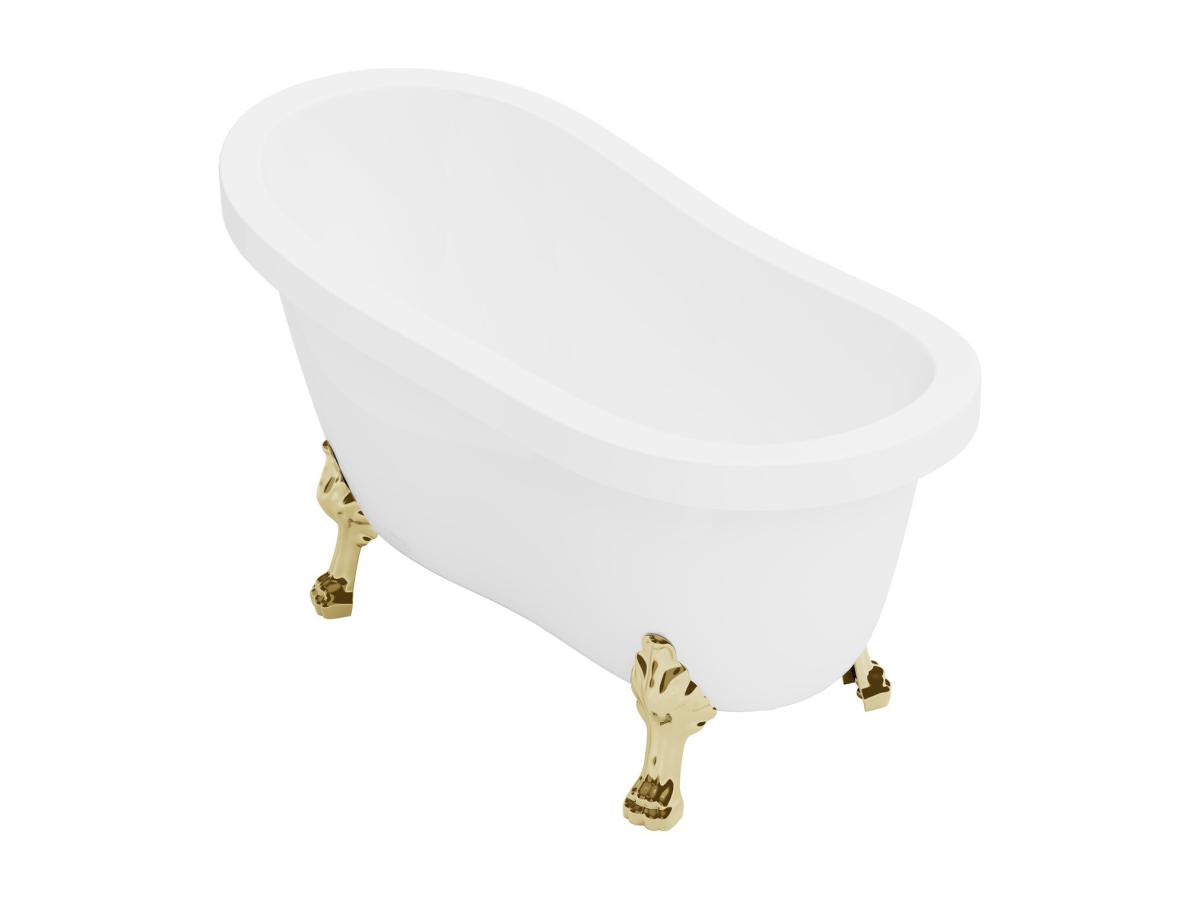 Freistehende Badewanne mit goldfarbenen Löwenfüßen - 171 L - 145 x 74 x 77 günstig online kaufen