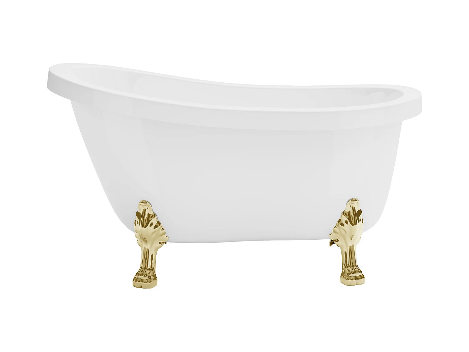 Bañera retro exenta con patas de león doradas - 200 L - 145 x 74 x 77 cm - blanco - NISOS II