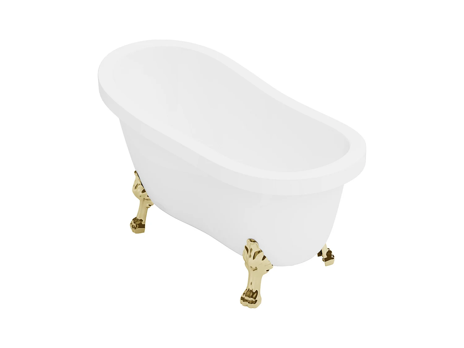 Bañera retro exenta con patas de león doradas - 200 L - 145 x 74 x 77 cm - blanco - NISOS II