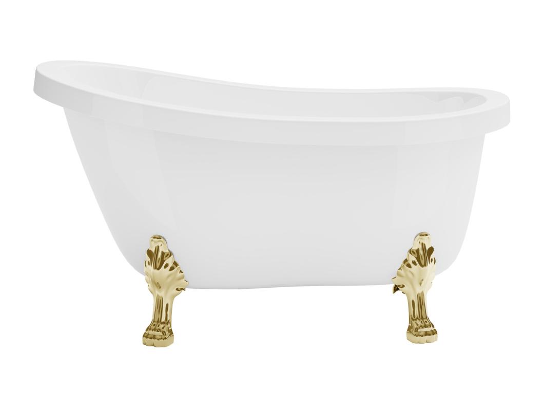 Losstaand retro-bad met gouden leeuwenpoten - 200 L - 145 x 74 x 77 cm - Wit - NISOS II
